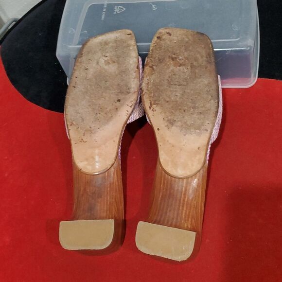 Stuart Weitzman Y2K Pink Iridescent Snakeskin Leather Sandals Size 9 - Picture 10 of 14